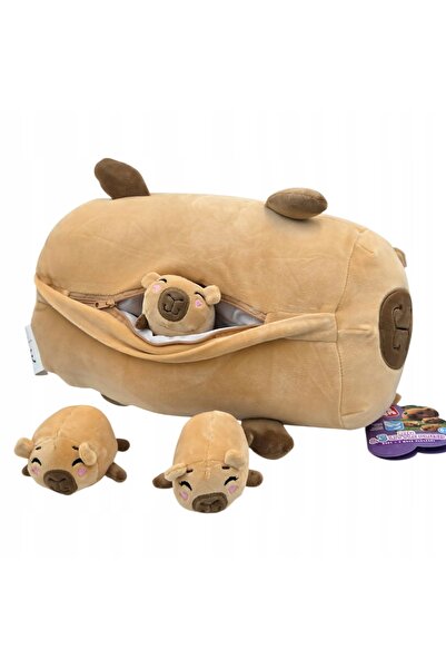ELEFUN Capibara maro + 3 jucării de pluș mici tip mascotă Capibara