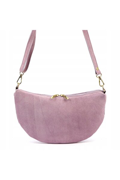 Vera Pelle Geantă de damă din piele întoarsă, moale, tip crossbody, LUKA, lila