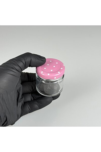 Pause Art Home 41 Cc Square Neck Glass Jar - with Pink Metal Lid - 41 ml Glas...