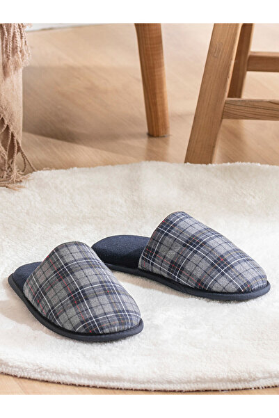 LC Waikiki Peak New Season Plaid Patterned Men's House Slippers