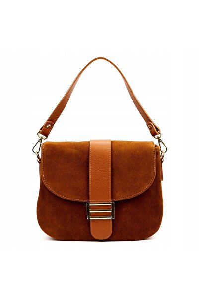 Vera Pelle Geantă elegantă din piele de căprioară LUKA, culoare camel-2
