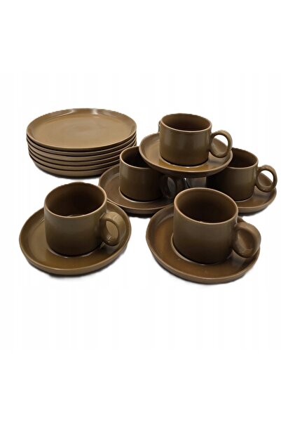 NO BRAND Set vintage din piatră PRL, cești de curry, farfurioare, farfurii de...