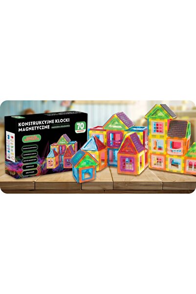 Jimmy SET DE BLOCURI MAGNETICE MARI DE CONSTRUCȚIE, PLĂCI MAGNETICE 3D, 70 DE...