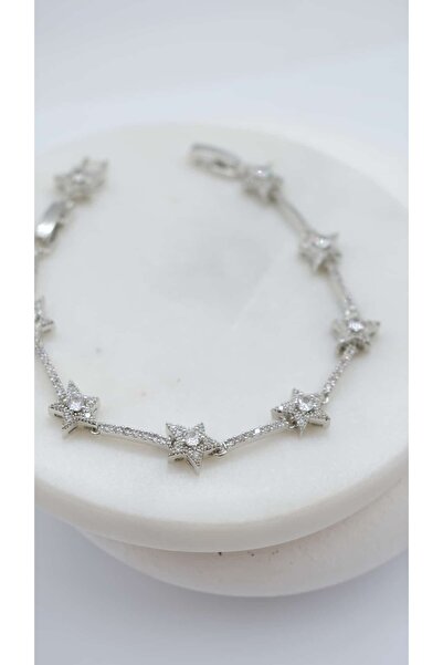 Jerie Silver Zircon Stone Star Bracelet