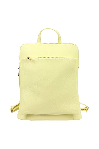 Luka Rucsac din piele urban de damă italian A4 DOLLARO galben pastel
