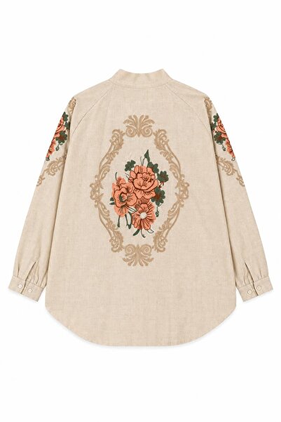 Rabian Keten Nakışlı Kimono