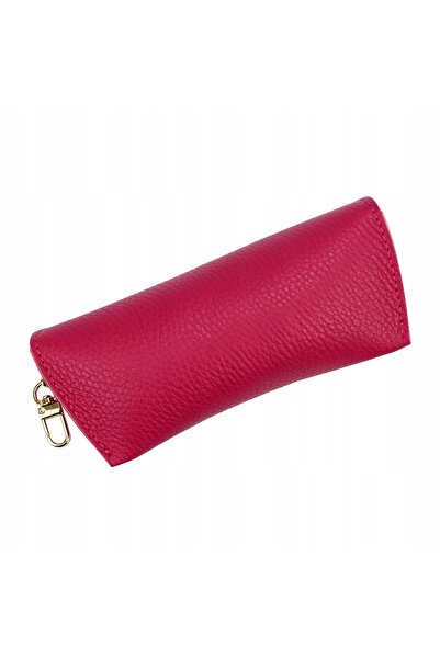 Vera Pelle Toc pentru ochelari din piele cu carabină Florența fucsia