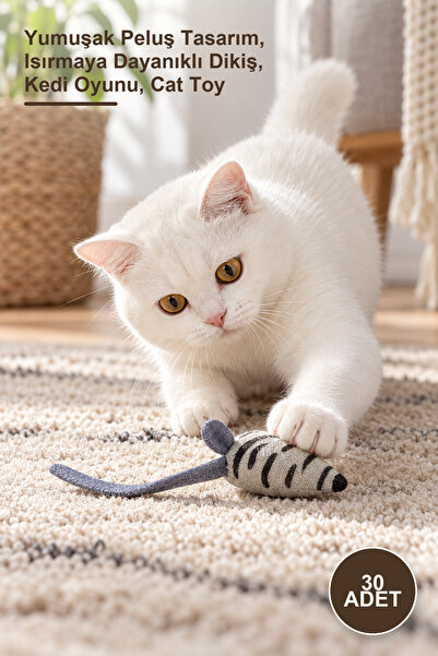 Yenilig 30 Pieces of Plush Mouse Cat Toy – Soft Plush Design, Bite-Resistant ...