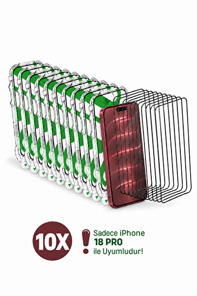 Evax [10 Adet e-Pro] iPhone 18 Pro Uyumlu Kolay Kurulum Aparatlı 5D Platinum ...