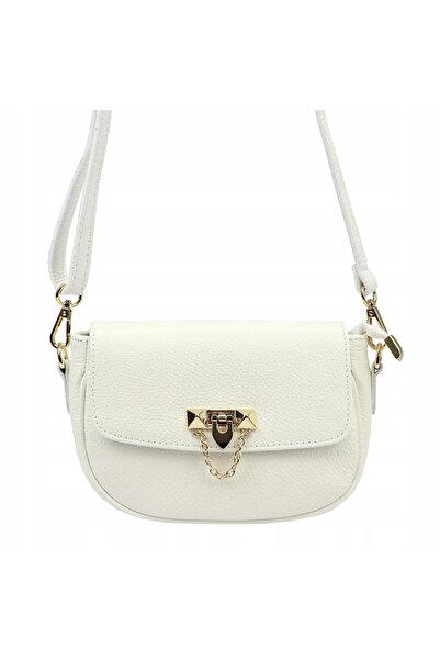 Vera Pelle LUKA DOLLARO geantă de damă elegantă din piele albă, tip crossbody