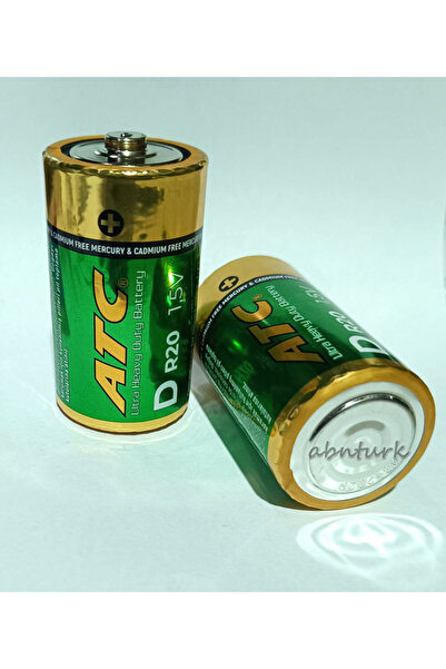 abnturk Atc Pil 2 Adet Çelik Pil Kalın Pil D size R20 1.5V Ultra Heavy Duty B...