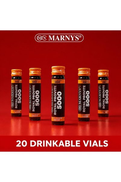 Marnys Royal Provite 5000 - Natural Energy & Immune Support with Concentrated Royal Jelly - Propolis - Bee Pollen - Vitamin E - 20 Drinkable Vials