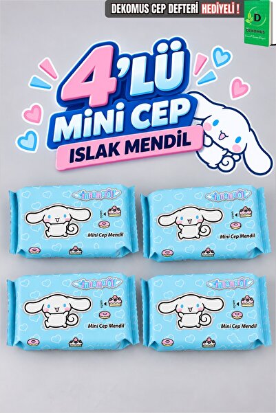 Cınnamoroll Licensed 4 Wet Wipes, Dekomus Pocket Notebook, Gift