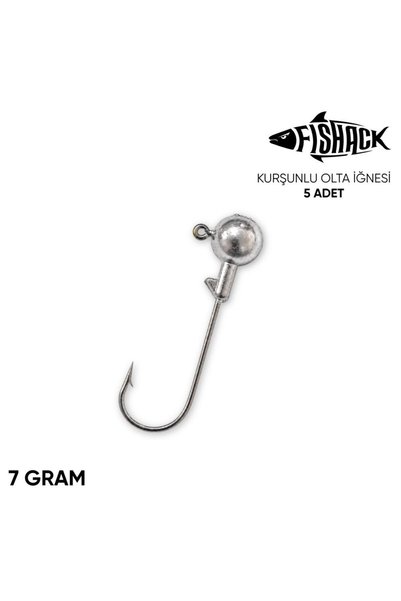 Fishack Jighead - Zoka - Kurşunlu Olta İğnesi - Gümüş - 5 Adet - 7 gr