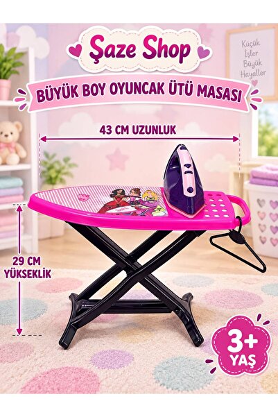 SAZE Şaze Shop Büyük Boy Oyuncak Ütü Masası ve Ütü Seti 43 cm Evcilik Oyuncağ...