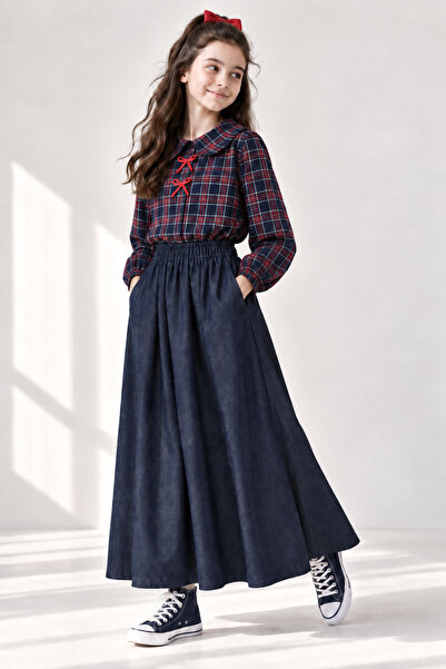 Angel&Co. Girls Clothing Kız Çocuk Müsln Etek-İnce Viskon Gömlek Takım