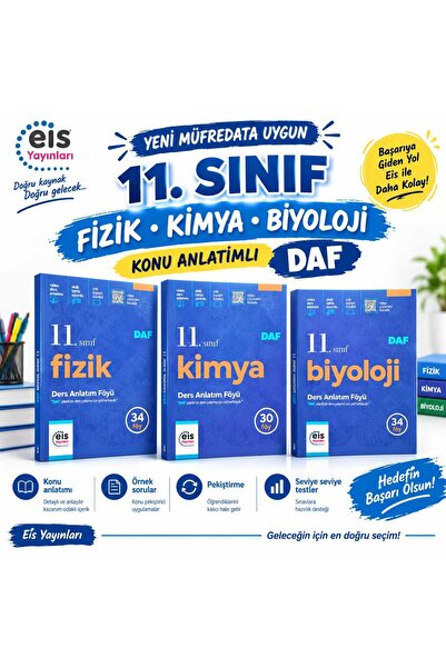 eis Yayınları EİS - 11.Sınıf - Daf - Fizik-Kimya-Biyoloji DAF EN SON MÜFREDAT...
