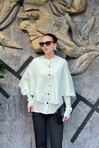 sunfyre Cape-Style Buttoned Crew Neck Knitwear Cardigan Sun524