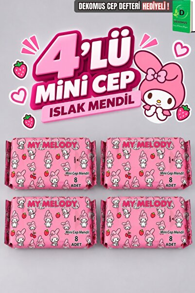 MY MELODY Licensed 4 Wet Wipes, Dekomus Pocket Notebook, Gift