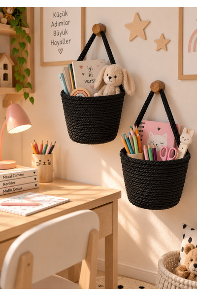EGE ÖRGÜM 12X11 cm Mini Decorative Hanging Basket – Children's Room Stationer...