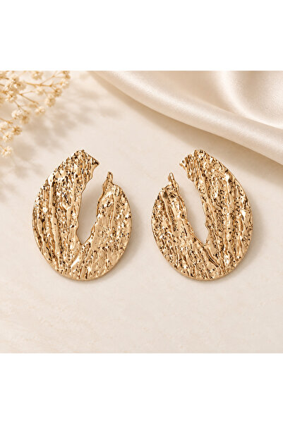 GlaMLo Accessories Εντυπωσιακά σκουλαρίκια με ανάγλυφη υφή, 3,9 × 2,9 εκ.