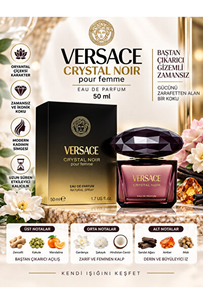Versace Crystal Noir Eau de Parfum 50 ml – Baharatlı, Çiçeksi ve Derin Odunsu...