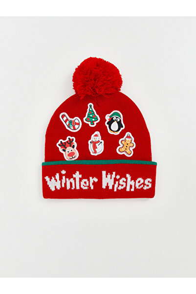 LC Waikiki Nevavm Farkıyla Lcw Accessories Red Embroidered Boy's Beret