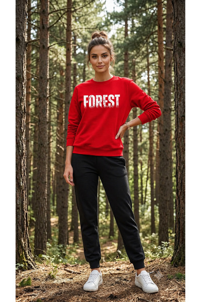 CLOTHES33 Trening cu guler rotund, set din 2 piese, model unisex, cu imprimeu...