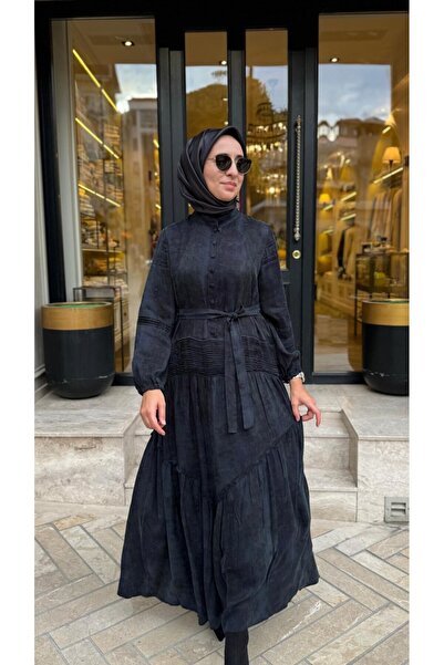 MissWhence 40846 Düğmeli Kadın Elbise Lacivert