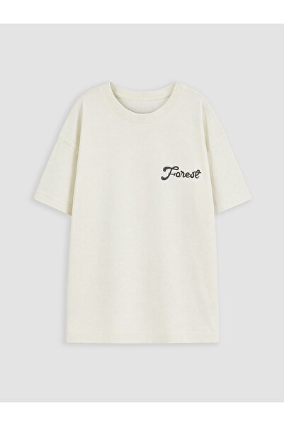 LC Waikiki Two Mt Shop Quality Ecru Printed Boys' T-Shirt