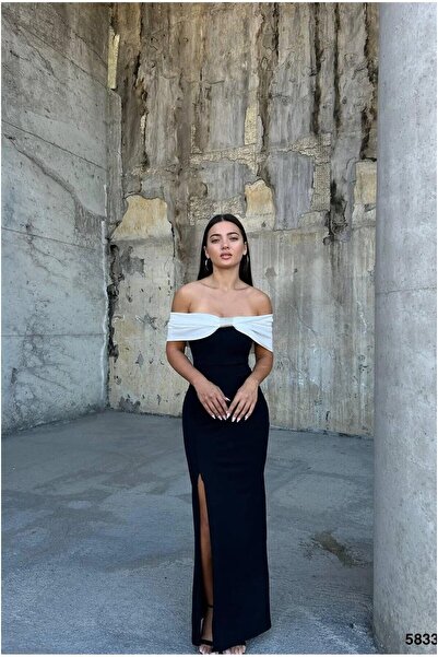 Şeker Portakalım Flexible Detailed Strapless Evening Dress Stone Fabric Dress...