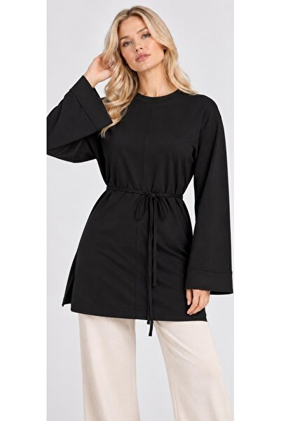 Top Step Textured Modal Tunic with Cycling Collar and Tie-Up Detail