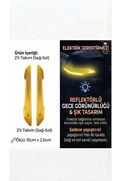 Genel Markalar Araç Dış Park Kör Nokta Aynası Geniş Açılı Reflektörlü Sarı Gold 2'li Set