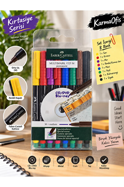 Faber Castell Faber-Castell Multimark Permanent Asetat Kalemi 8 Renk M Uç