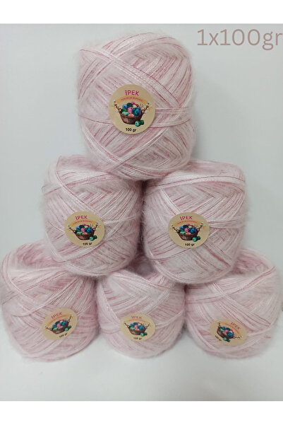 İPEK YÜN İPLİK DÜNYASI Angora Örgü İpi (Pudra,Pembe Sim) 100gr