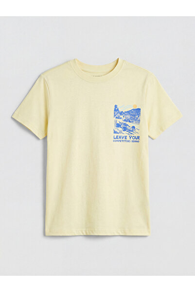 LC Waikiki Two Mt Shop Quality Green Oval Collar Printed Boys' T-Shirt