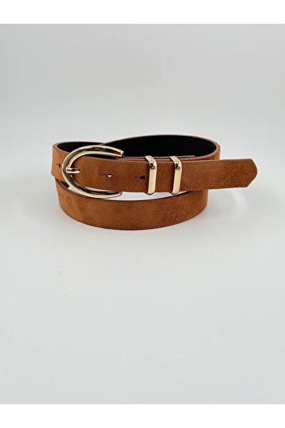 Pantastic Jeans Ζώνη σε χρώμα τυρέντ νέας σεζόν με χρυσή αγκράφα από σουέντ 2...