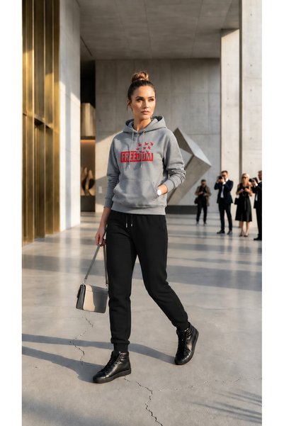 CLOTHES33 Trening cu glugă, set din 2 piese, model unisex, cu imprimeu, pentr...