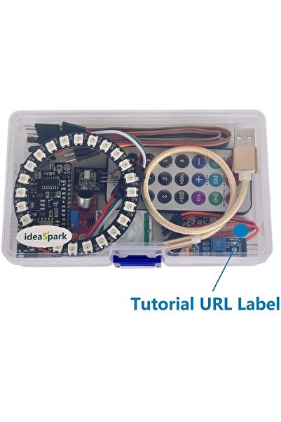 Arduino Clone Kit ESP8266 cu inel LED RGB WS2812B pe 24 de biți, senzor de su...