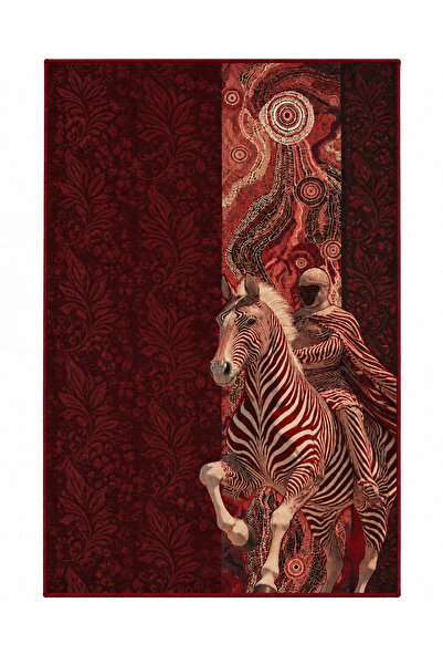 Rugs Modern Halı DORA Bordo, Kırık Beyaz ve Kahverengi İnce Dokuma Halı