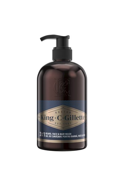 Gillette Gel de curățare pentru față și barbă King C. pentru bărbați, 350 ml