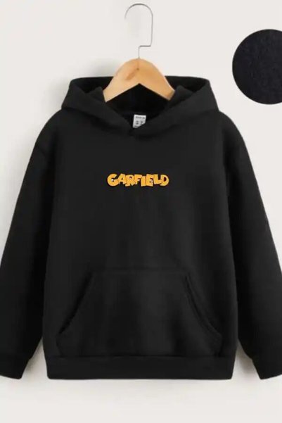 Generic Brand Hanorac unisex pentru copii, cu glugă, cu imprimeu Garfield faț...