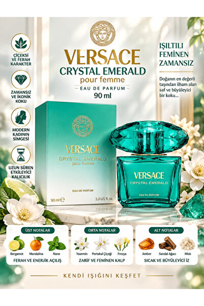 Versace Crystal Emerald EDP 90 ml – Bergamot, Mandalina ve Çiçeksi Notalı Kad...