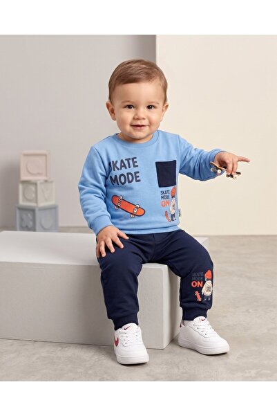 Ege Bebek Boys' Seasonal 1-2-3-4 Years Old Skateboard Printed 2 Threaded Top ...