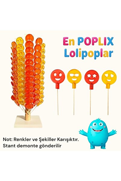 Stantlı Emoji Lolipop Şeker 30 gr - 100'lü Küçük Boy Paket
