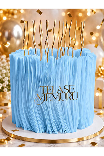 telaşe memuru Hazır Kesilmiş Mavi Yenilebilir Yan Pasta Şeriti - Pasta Süsü Y...