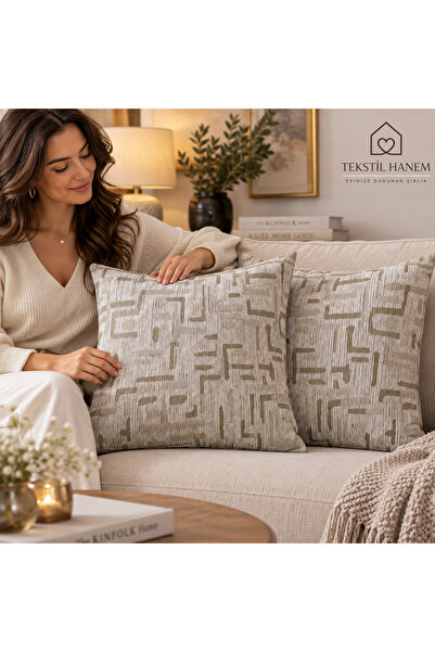 TEKSTİL-HANEM Kırlent Kılıfı 45x45 cm 4 LU SET