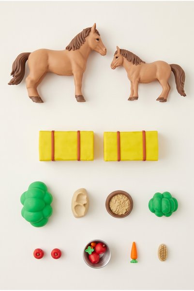 Frostblack Toy Horse Farm Set for Kids – Barn, 2 Horses, and Farm Accessories