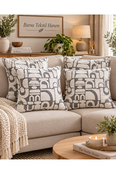 TEKSTİL-HANEM Kırlent Kılıfı 45x45 cm 4 LU SET