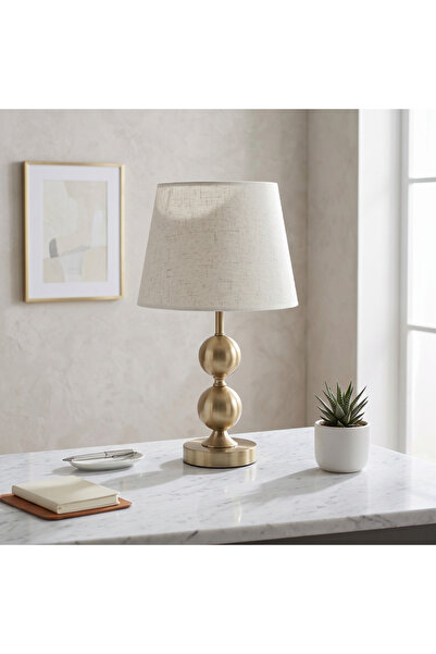 Ebticar Classic Modern Gold and Cream Table Lamp Metal Base Fabric Shade